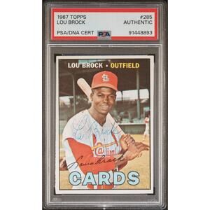 1967 Topps #285 Lou Brock Auto PSA/DNA Authentic St. Louis Cardinals